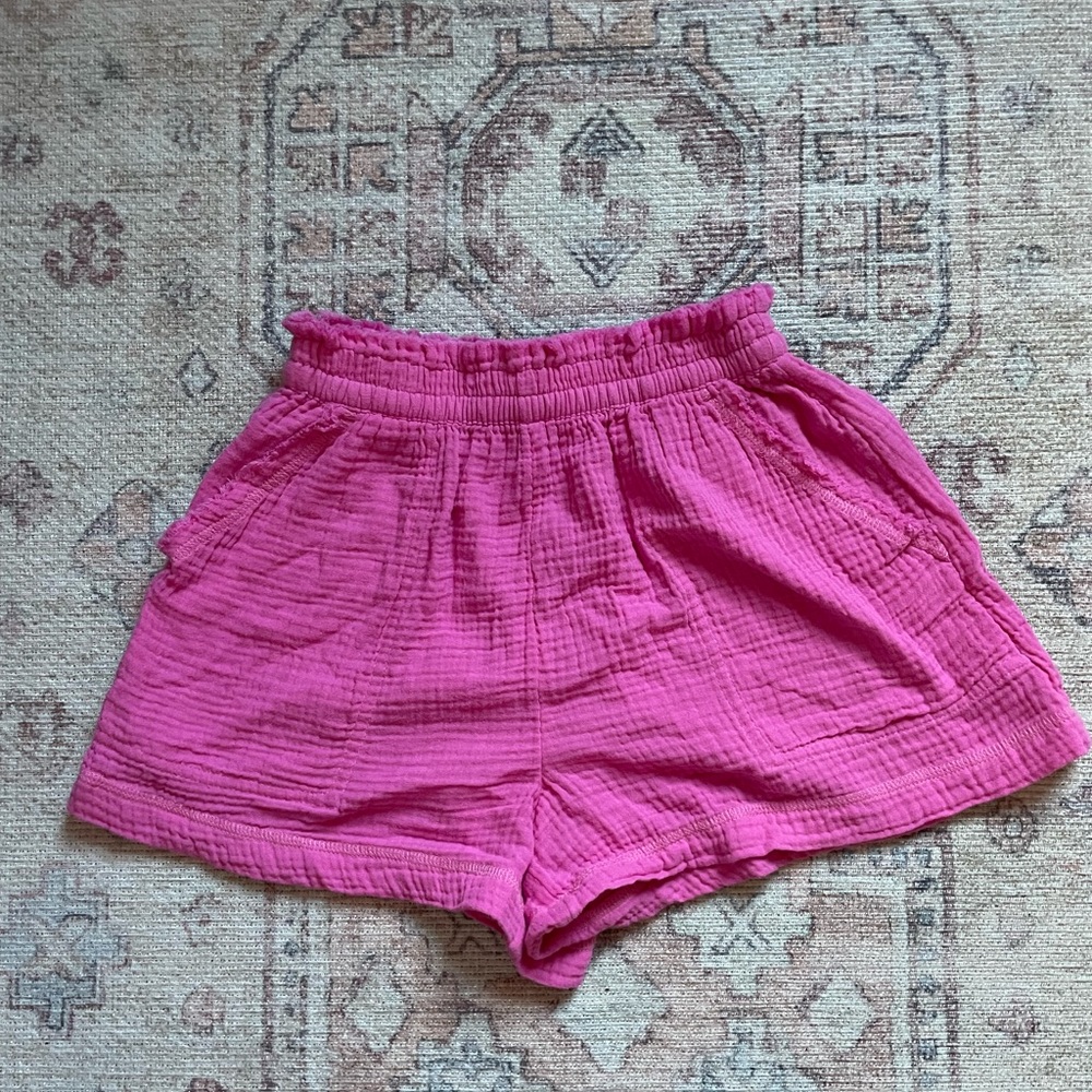 aerie high waisted pink shorts